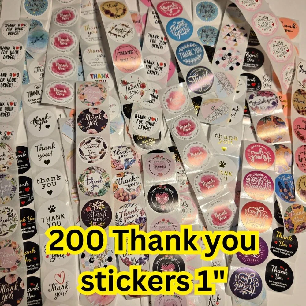 200 mixed thank you stickers size 1”